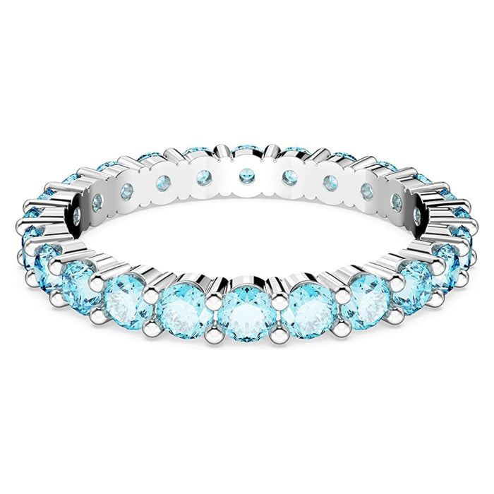 Swarovski Part of the Matrix Vittore Collection Women's Aquamarine-Blue Crystals on a Rhodium Finished Band Size 8 Matrix Vittore Ring - 5658668
