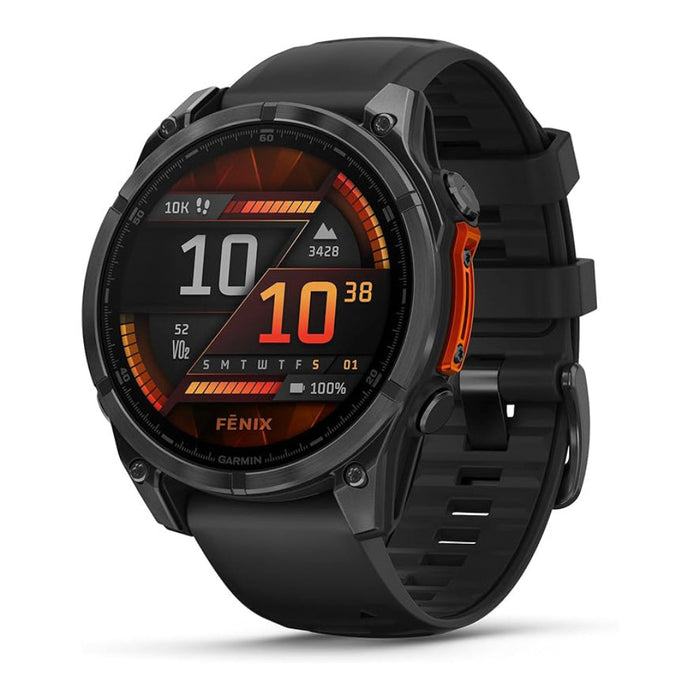 Garmin fēnix 8 Unisex Slate Gray with Black Band Amoled Long-Lasting Battery Life Dive-Rated Built-in LED Flashlight 47 Millimeters Premium Multisport GPS Smartwatch - 010-02904-00