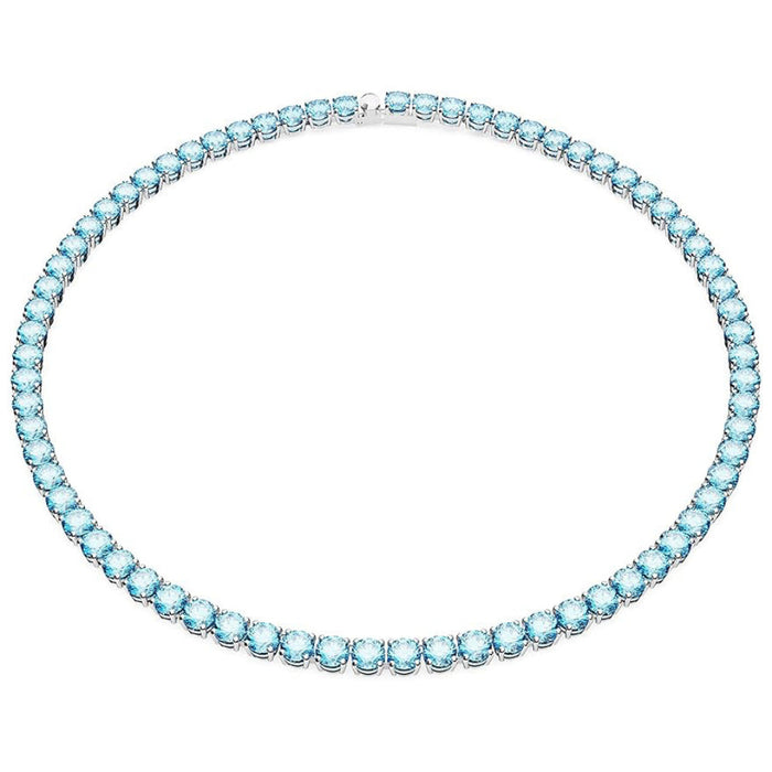 Swarovski Part of the Matrix Collection Women's Bright Blue Crystals on a Rhodium Finished Setting Medium Size Matrix Tennis Necklace - 5661187