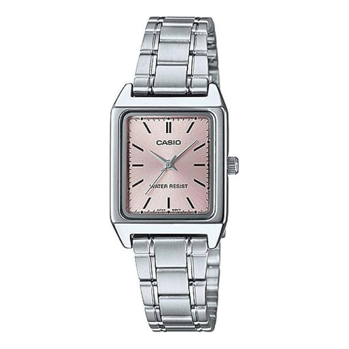 Casio Women's Pink Dial Silver Stainless Steel Band Analog Quartz Watch - LTP-V007D-4EUDF