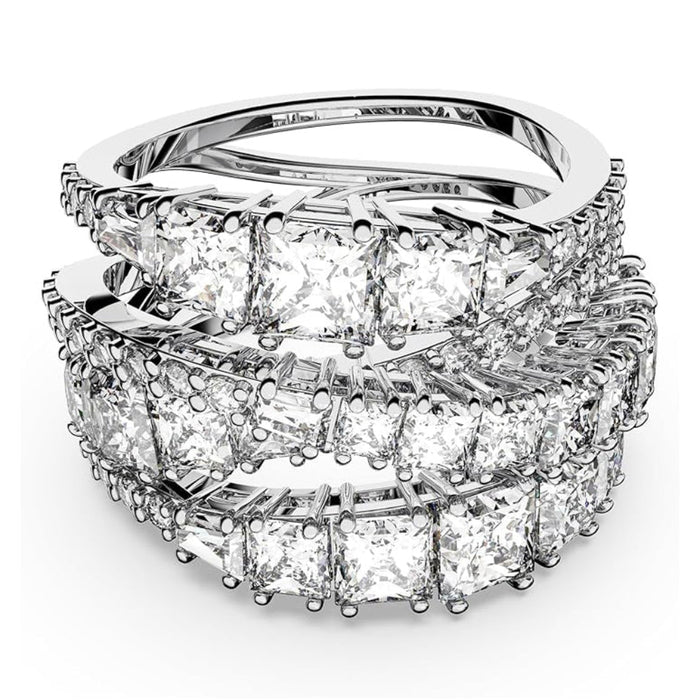 Swarovski Women's Clear Cubic Zirconia Rhodium Finished Size 5 Mixed Cut Hyperbola Ring - 5584656