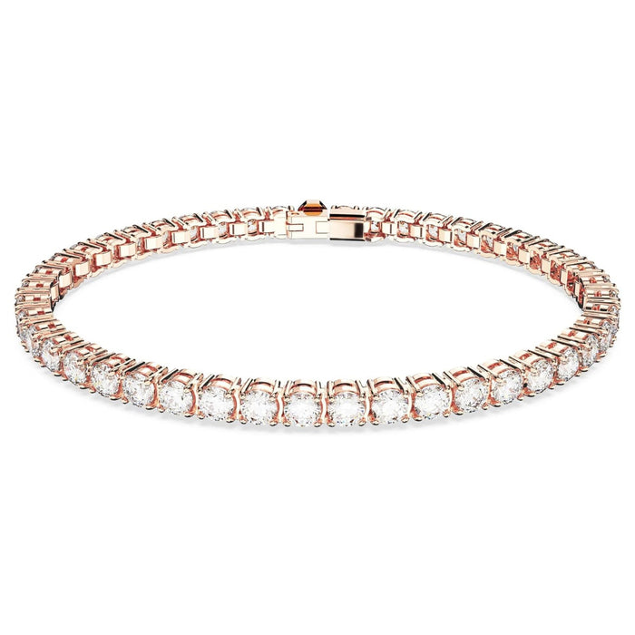 Swarovski Women's Clear Rose Gold-Tone Finished Round Cut Crystals Large Matrix Tennis Bracelet - 5657661