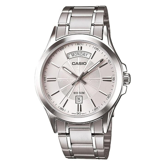 Casio Men's Silver dial Silver Band Analog Quartz Watch - MTP-1381D-7AVDF