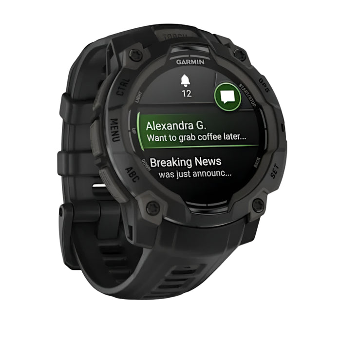 Garmin Instinct® 3 50 MM Unisex Charcoal AMOLED Display Metal-Reinforced Bezel Built-in Flashlight Up To 18 Days Of Battery Life Rugged Outdoor GPS Smartwatch - 010-03020-00