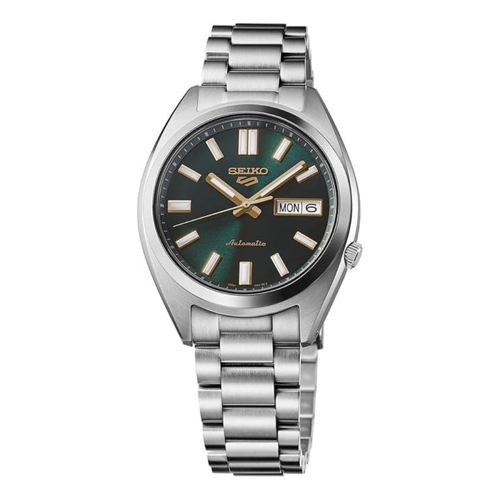 Seiko Men's Green Dial Silver Stainless Steel Band Analog Automatic Watch - SRPL57