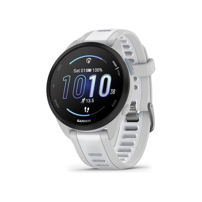 Garmin Unisex Whitestone Forerunner 165 Music Colorful AMOLED Display Training Metrics and Recovery Insights Music on Your Wrist Running Smartwatch - 010-02863-31