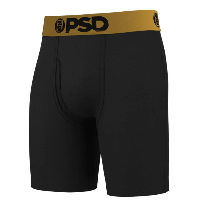 PSD Men's Black Gold Solid Luxe Modal Boxer Briefs Large Underwear - 325180098-BLK-L