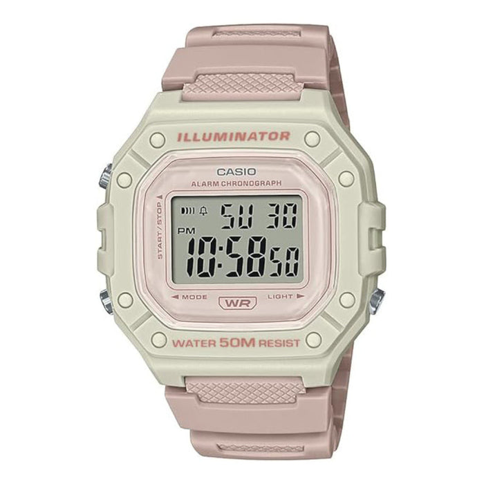 Casio Men’s Pink Dial Light Pink Resin Band Digital Quartz Watch - W-218HC-4A2VDF