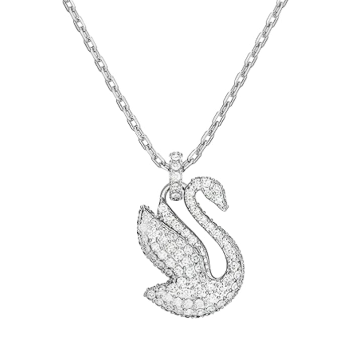 Swarovski Women's White Rhodium Finish Small Swan Pendant Necklace - 5647872