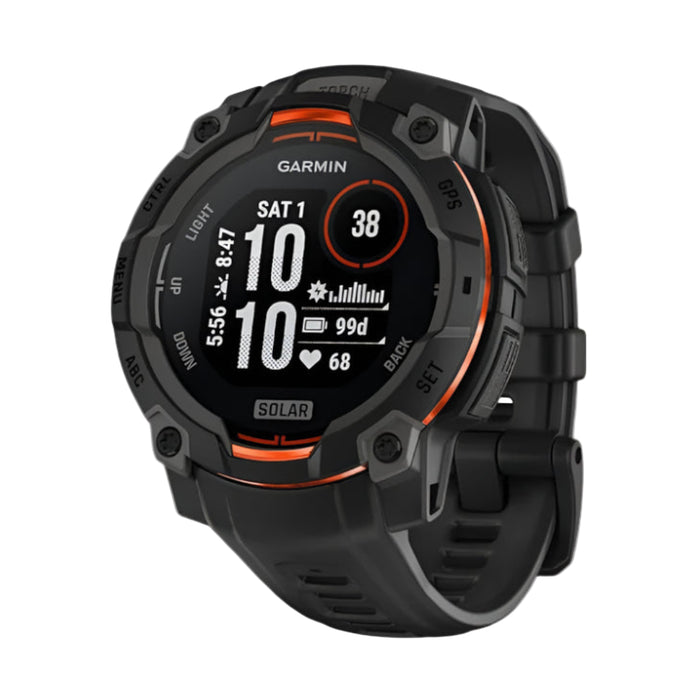 Garmin Instinct® 3 45 MM Unisex Black Solar Charged Display Metal-Reinforced Bezel Built-in Flashlight Rugged Outdoor GPS Smartwatch - 010-02934-00