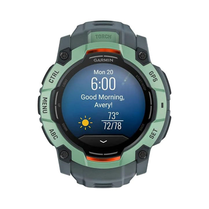 Garmin Instinct® 3 50mm Unisex Neo Tropic/Twilight AMOLED Display Metal-Reinforced Bezel Built-in Flashlight Up To 18 Days Of Battery Life Rugged Outdoor GPS Smartwatch - 010-03020-01