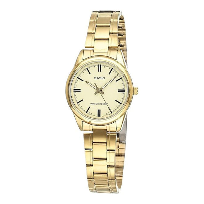 Casio Women's Gold Dial Gold Stainless Steel Band Analog Japanese Quartz Watch - LTP-V005G-9AUDF