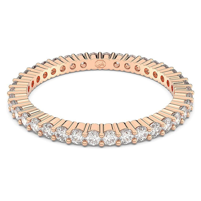 Swarovski Women's Round Cut Clear Crystal Rose Gold-Tone Finish Size 8 Vittore Ring - 5656301