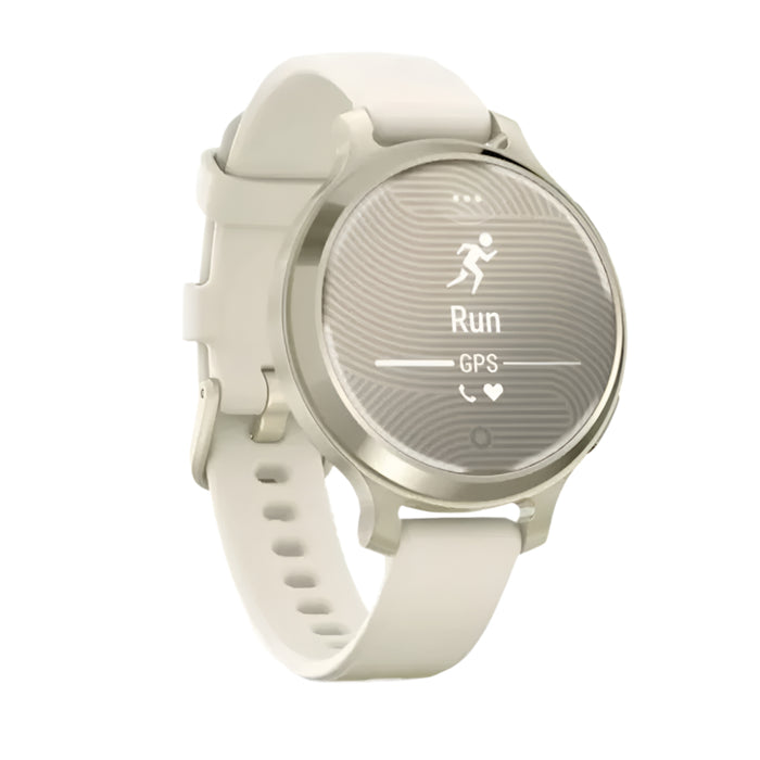 Garmin Lily® 2 Active Unisex Lunar Gold With Bone Silicone Band Built-in GPS Hidden Display Patterned Lens Up to 9 Days Battery Life Small And Stylish Smartwatch - 010-02891-00