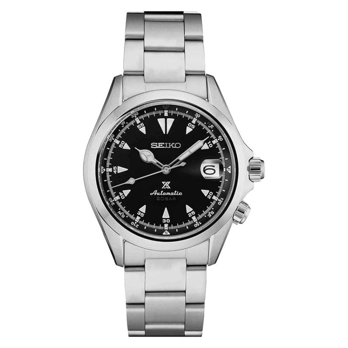 Seiko Prospex Men's Black Dial Silver-Tone Stainless Steel Band Analog Automatic with manual winding capacity Watch - SPB117