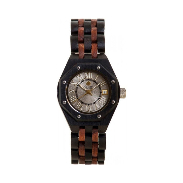 Tense Wood Mini Oregon Mens Wood Case and Bracelet Silver Dial Dark Sandalwood Watch - M5800DR