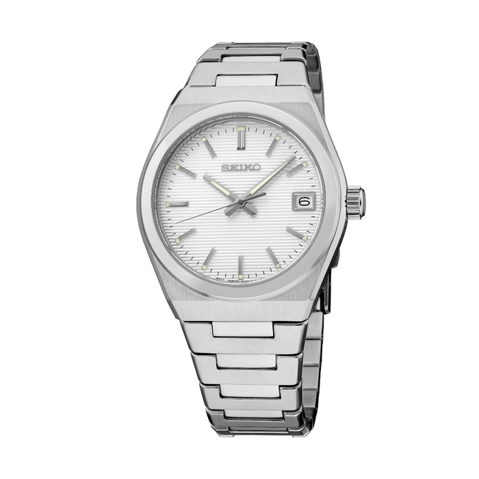 Seiko Women's Silver Dial Silver Stainless Steel Band Analog Quartz Watch - SUR573