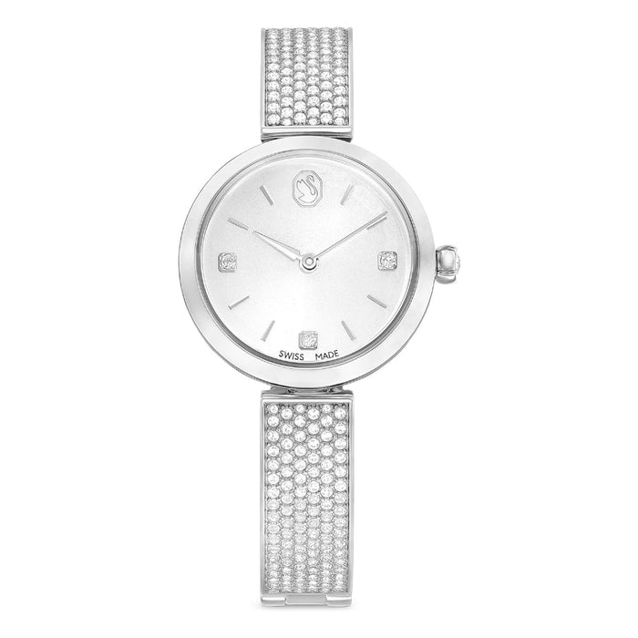Swarovski Women's White Dial Silver Stainless Steel Finish and Metal Bracelet Strap Analog Swiss Quartz Wristwatch - 5671205