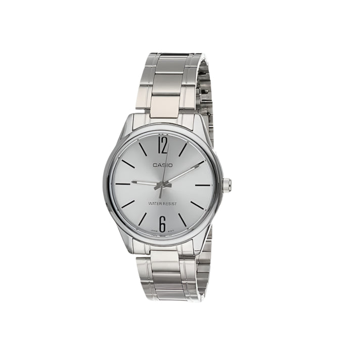 Casio Men's Silver Dial Silver Stainless Steel Band Analog Japanese Quartz Watch - MTP-V005D-7A