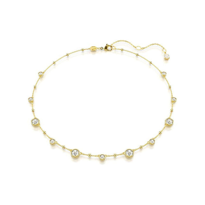 Swarovski Women's Scattered Design With Clear Round-Cut Crystals And Shiny Metal Droplets In A Gold-Tone Finished Setting Imber Necklace - 5680090