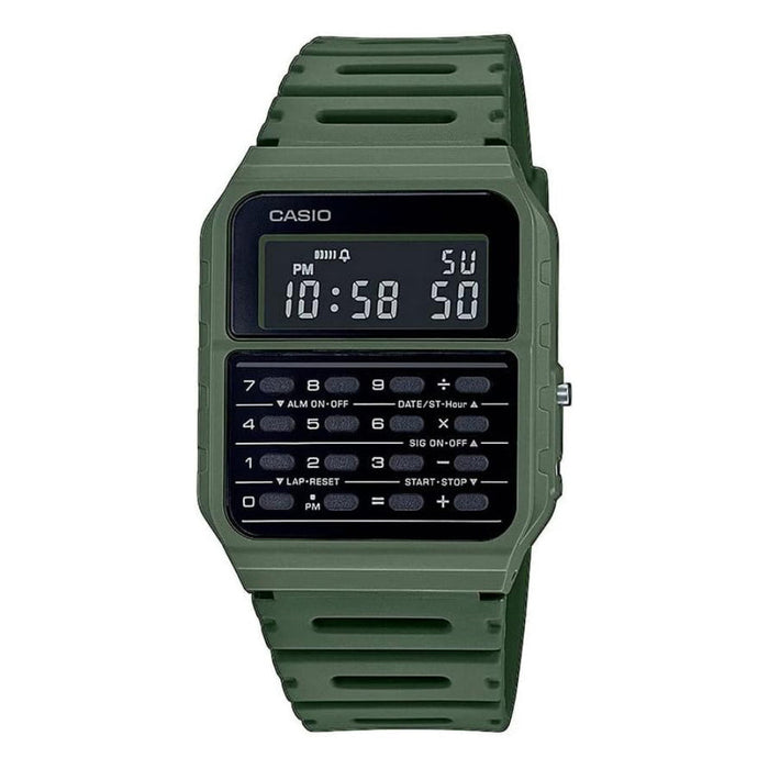 Casio Men's Black Dial Green Resin Band Digital Quartz Watch - CA-53WF-3BDF