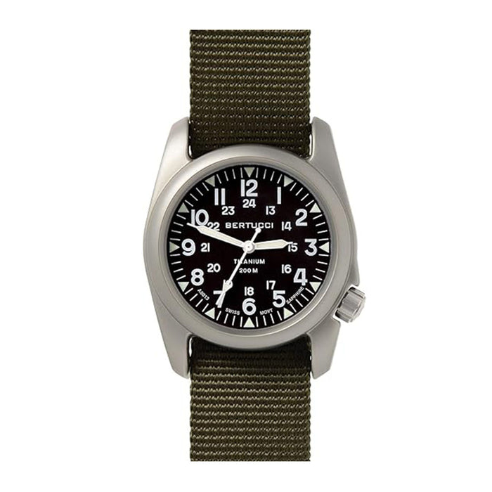 Bertucci A-2T Men's Black Dial Defender Olive Nylon Band Analog Swiss Quartz Watch - 12075