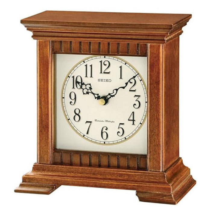 Seiko unisex Brown Wooden Chiming Analog Quartz Desk Clock - QXJ028BLH