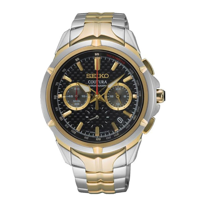 Seiko Coutura Men's Black Dial Gold, Silver Two Tone Stainless Steel Band Analog Chronograph Quartz Watch - SSB434