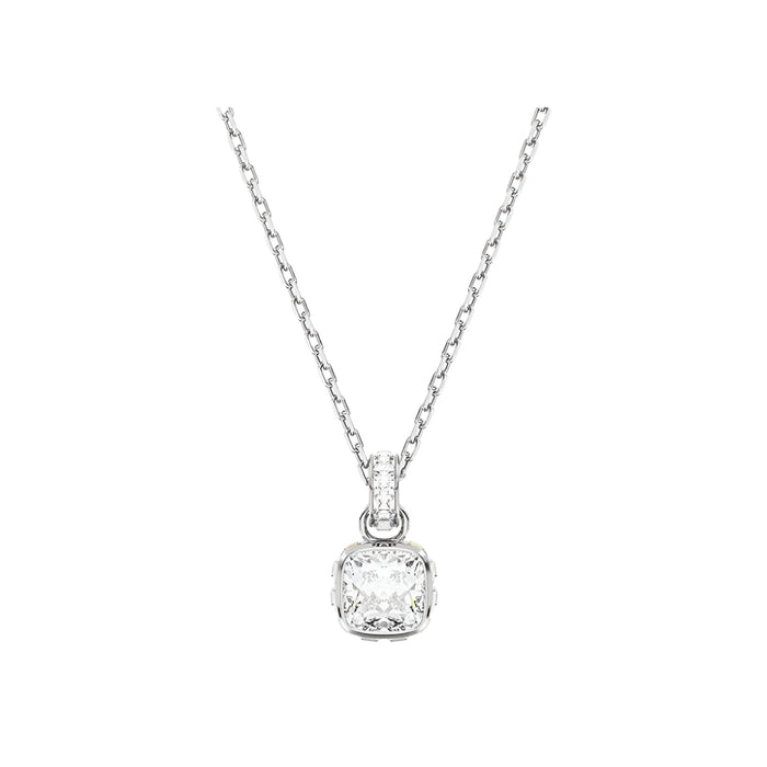 Swarovski Women's Clear Square-Cut Stone and Crystals in a Rhodium-Finished Setting April Birthstone Pendant Necklace - 5651704