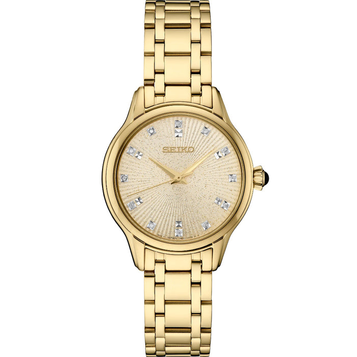 Seiko Women's Gold Dial Stainless Steel Band Quartz Watch - SRZ552