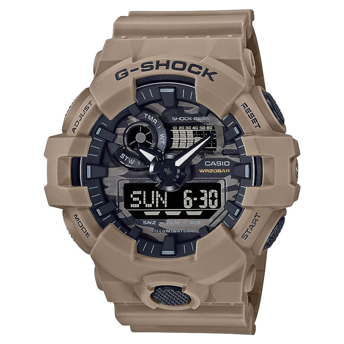 Casio Unisex Black Dial Camo Resin Band G-Shock Analog-Digital Camouflage Utility Series Quartz Watch - GA-700CA-5A