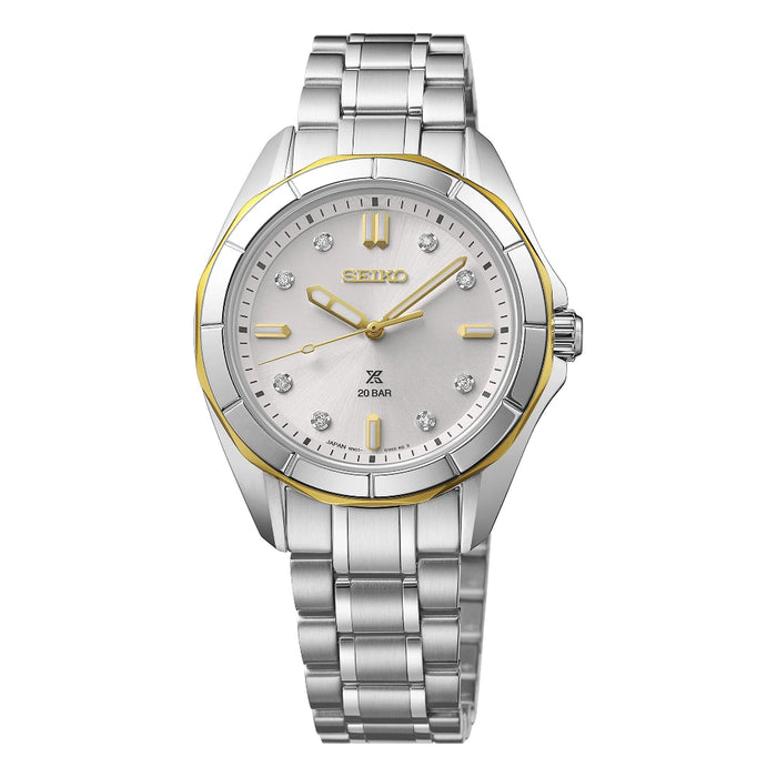 Seiko Women's Silver Dial Silver Stainless Steel Band Analog Quartz Watch - SUR618