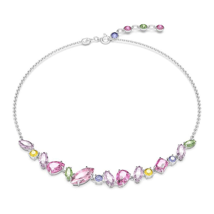 Swarovski Part of the Gema Collection Women's Pink Crystals on a Rhodium Finished Setting Gema Flower Necklace - 5658398