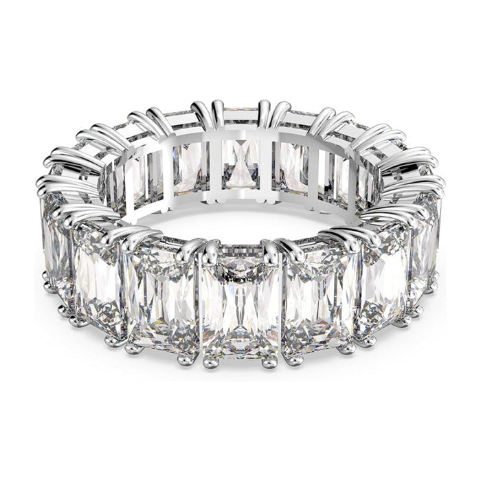 Swarovski Women's Rectangular Cut Clear Rhodium Finished Size 9 Matrix Vittore Ring - 5572695