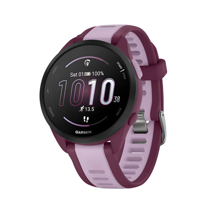 Garmin Unisex Berry Forerunner 165 Music Colorful AMOLED Display Training Metrics and Recovery Insights Music on Your Wrist Running Smartwatch - 010-02863-33