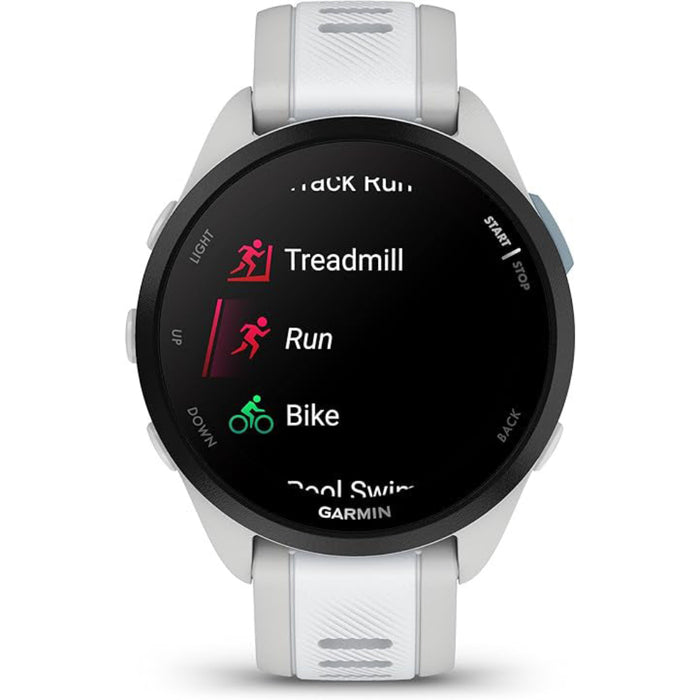 Garmin Unisex Whitestone Forerunner 165 Music Colorful AMOLED Display Training Metrics and Recovery Insights Music on Your Wrist Running Smartwatch - 010-02863-31