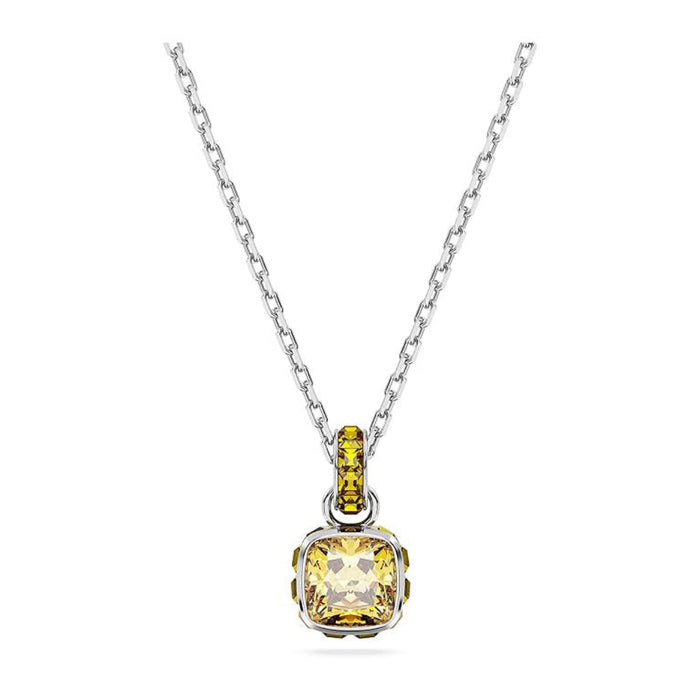 Swarovski Women's Yellow Square-Cut Stone and Crystals in a Rhodium-Finished Setting November Birthstone Pendant Necklace - 5651792