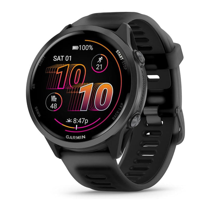 Garmin® Forerunner® 570 47 MM Unisex Slate Gray Aluminum With Translucent Black/Black Band AMOLED Display Training And Recovery Features Advanced GPS Running And Triathlon Smartwatch - 010-02971-00