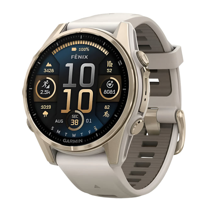 Garmin fēnix 8 Unisex Soft Gold with Dark Sandstone Band Amoled Sapphire Long-Lasting Battery Life Dive-Rated Built-in LED Flashlight 43 Millimeters Premium Multisport GPS Smartwatch - 010-02903-10