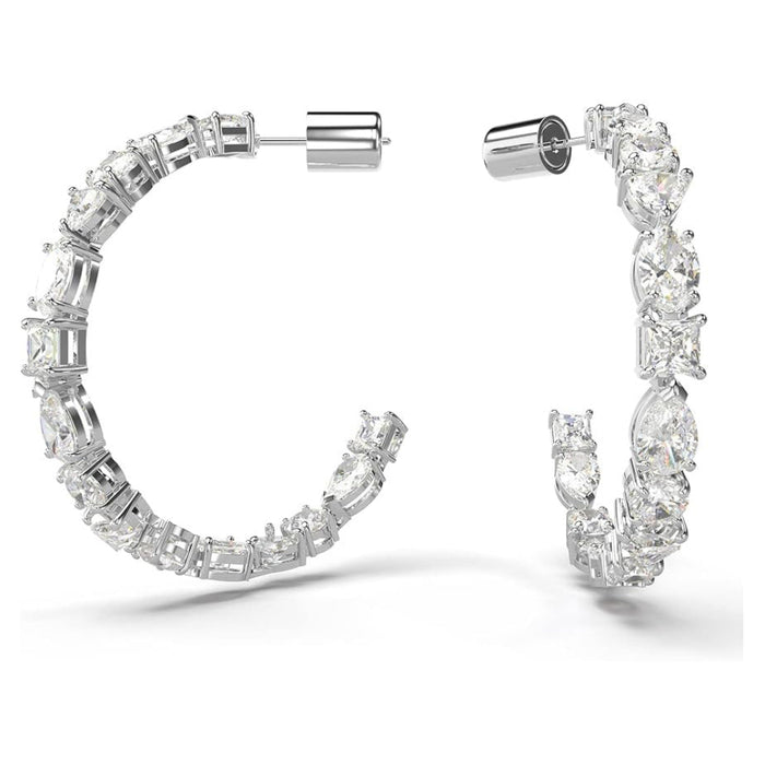 Swarovski Women's Clear Mixed-Cut Stones In A Rhodium Finished Setting Mesmera Hoop Earrings - 5672834