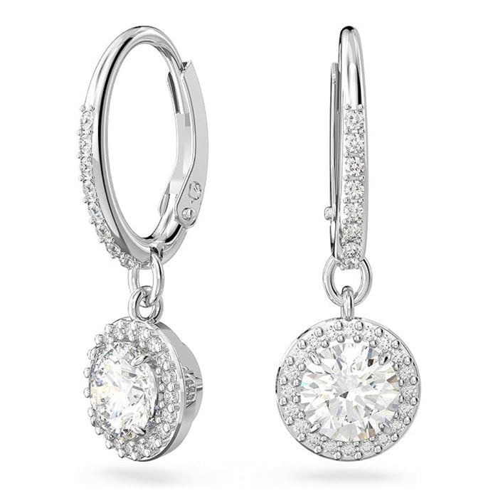 Swarovski Women's White Crystals On A Rhodium Finish Setting Constella Pierced Drop Earrings - 5636270