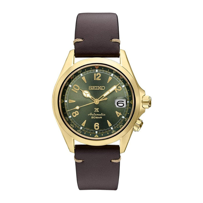Seiko Prospex Men's Green Dial Brown Leather Band Analog Automatic Watch - SPB210