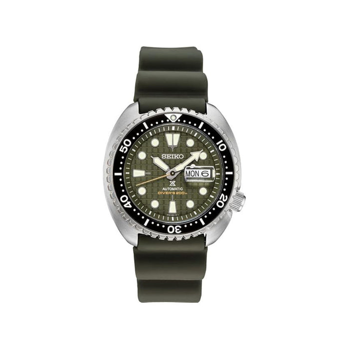 Seiko Men's Green Dial Green Silicone Band Analog Automatic Watch - SRPE05