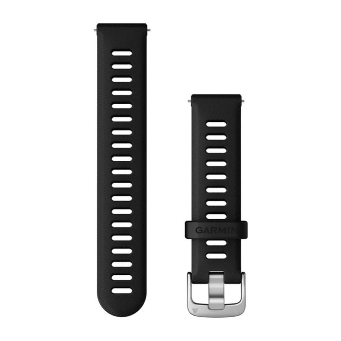 Garmin Unisex Black With Silver Hardware Silicone 18 MM Quick Release Watch Band - 010-11251-3E