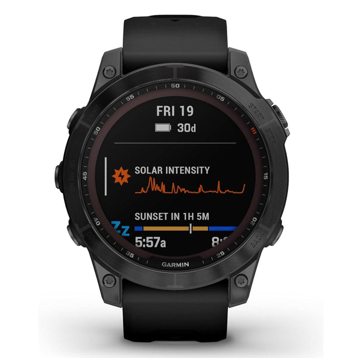 Garmin fenix 7 Sapphire Solar Edition Black DLC Titanium with Black Band Solar Charging Capabilities GPS Touchscreen Smart Watch - 010-02540-34