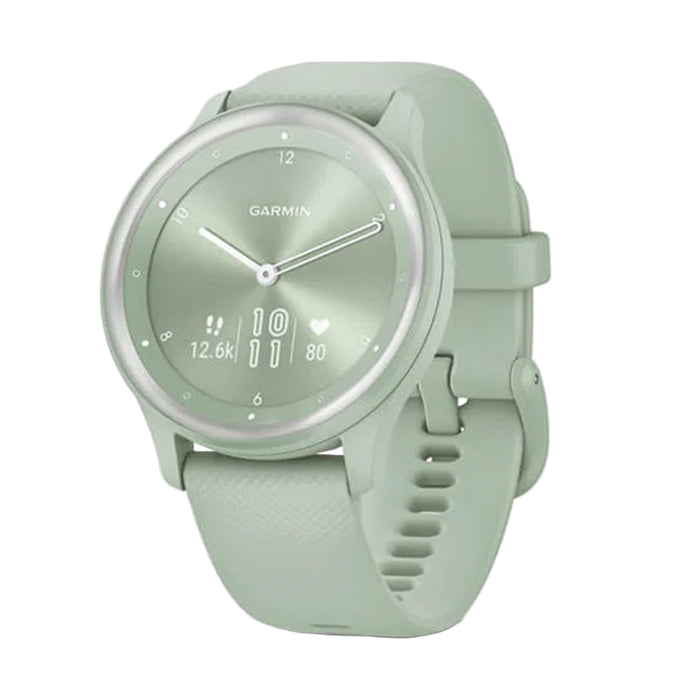 Garmin vivomove Sport Unisex Light Green Cool Mint Case And Silicone Band With Silver Accents Touchscreen Smartwatch- 010-02566-03