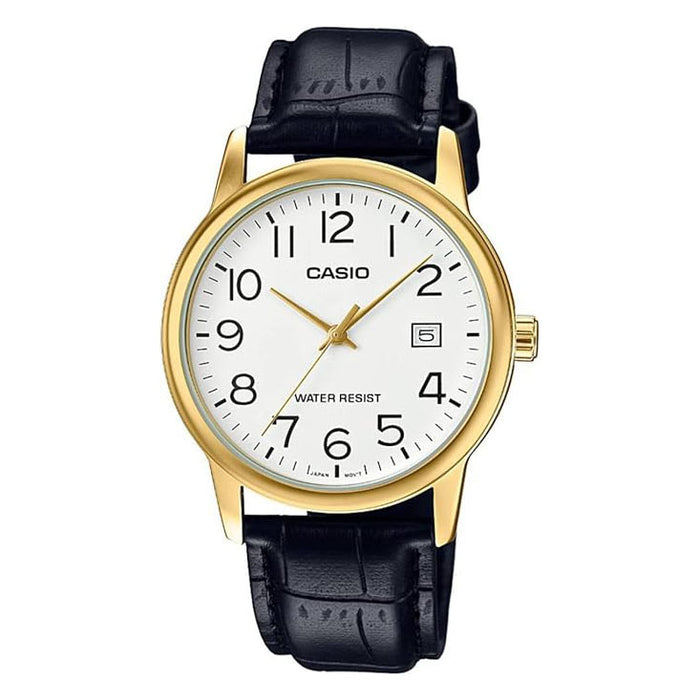 Casio Men's White dial Black Band Analog Quartz Watch - MTP-V002GL-7B2UDF
