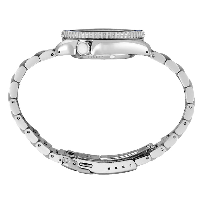 Seiko 5 Sports Men's Blue Dial Silver Stainless Steel Band Analog Automatic Watch - SRPL83