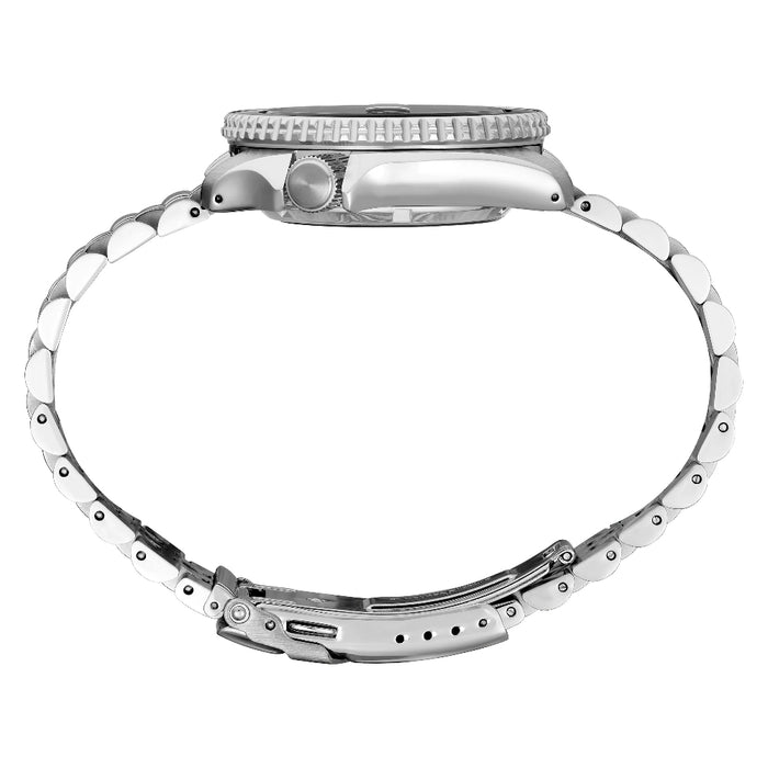 Seiko Men's Yellow Dial Silver Stainless Steel Band Mechanical Watch - SSK017