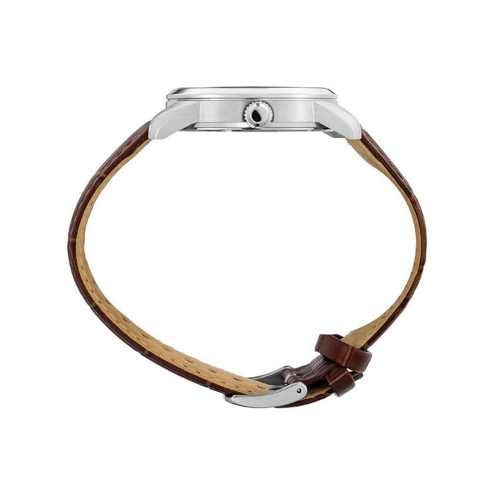 Seiko Men's Green Dial Brown Leather Band Analog Japanese Quartz Watch - SNE529